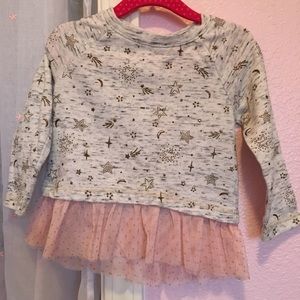 Star sweater with tulle, toddler pink and gold